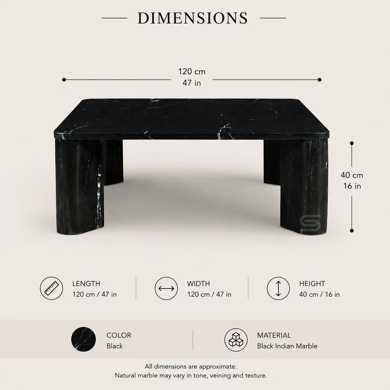 Adile Table - Center Table carved in natural stone, JJM Stone Art UAE
