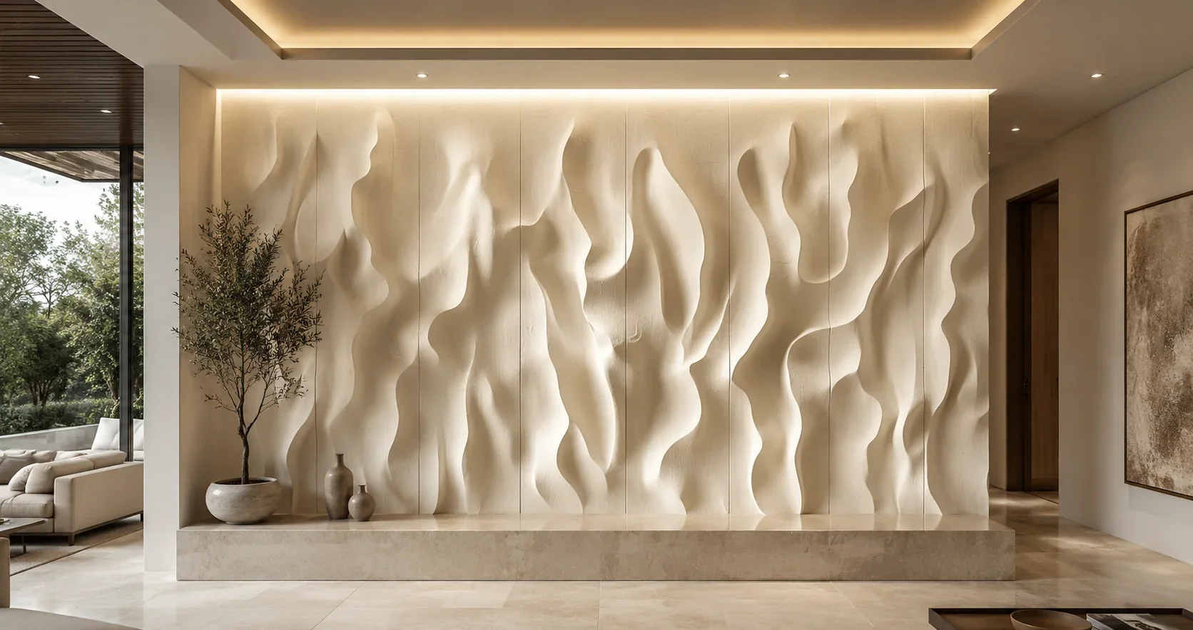Arabian Dunes - Carved Feature Wall carved in natural stone, JJM Stone Art UAE