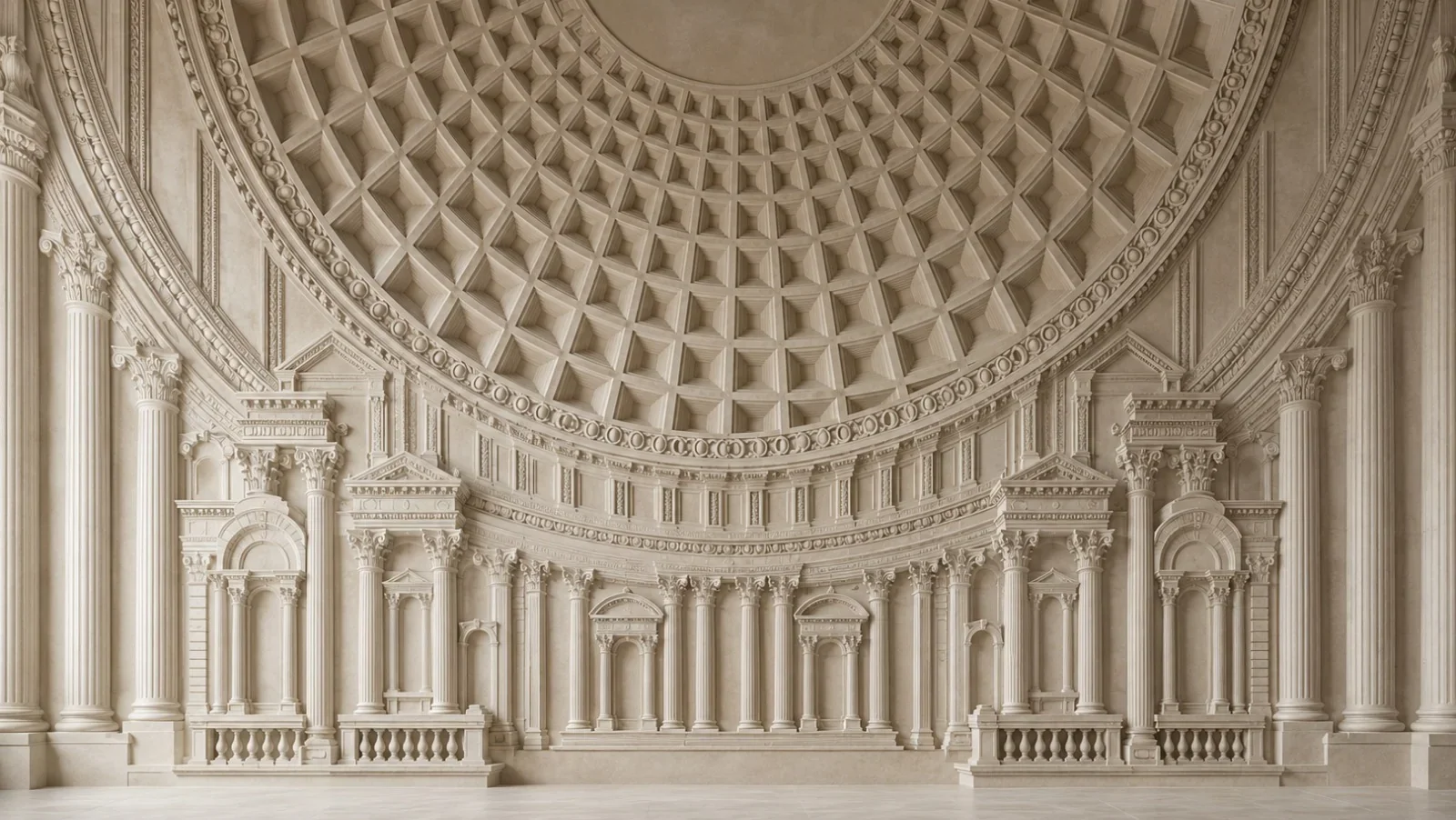 Arch And Axis - Carved Feature Wall carved in natural stone, JJM Stone Art UAE
