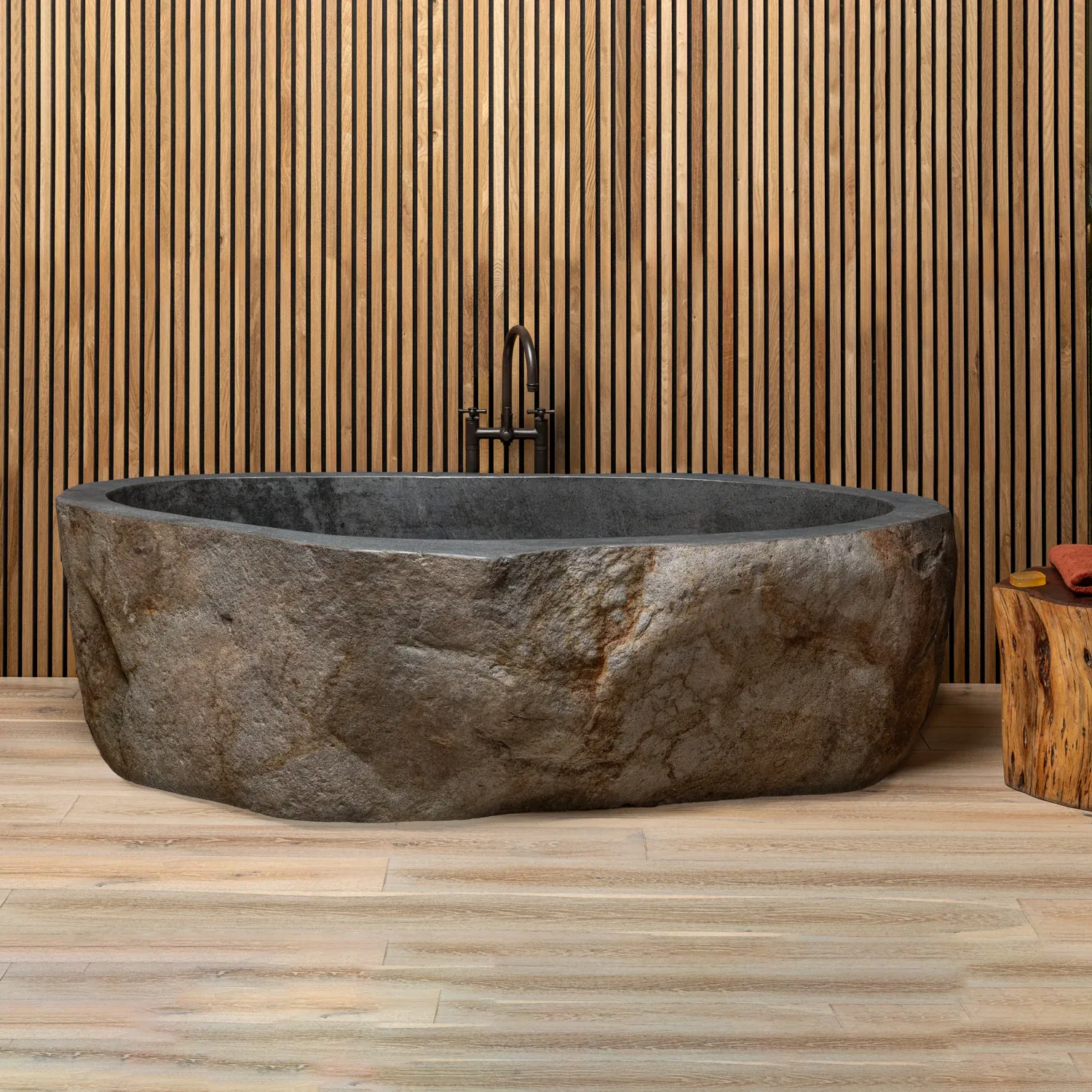 Basalt Bathtub - Bath Tub carved in natural stone, JJM Stone Art UAE