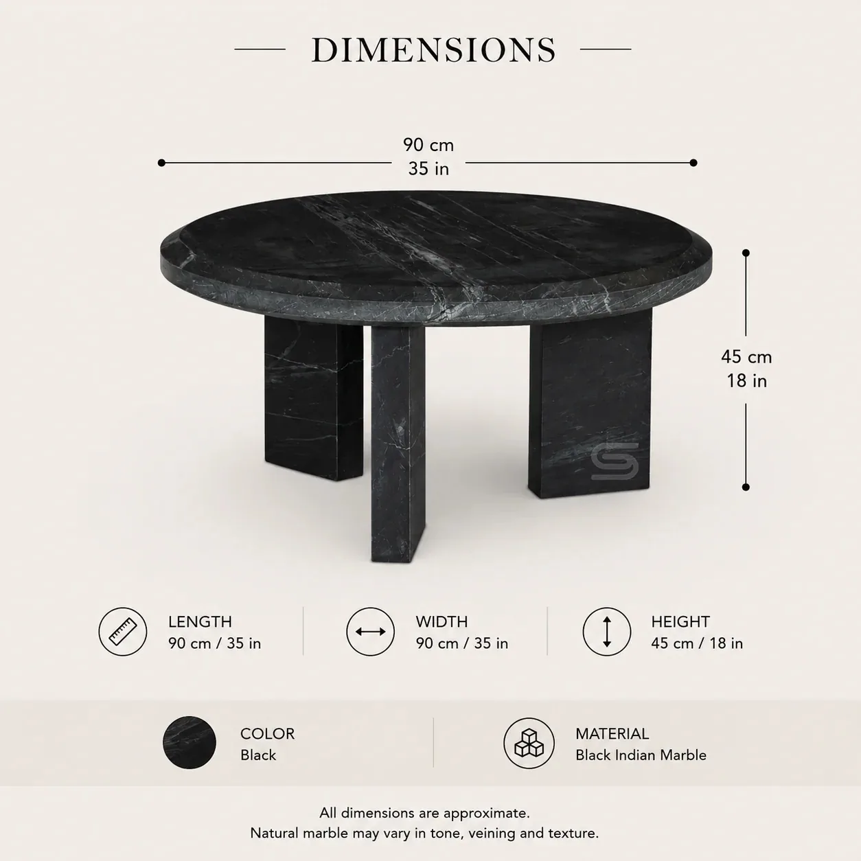 Clips Table - Center Table carved in natural stone, JJM Stone Art UAE