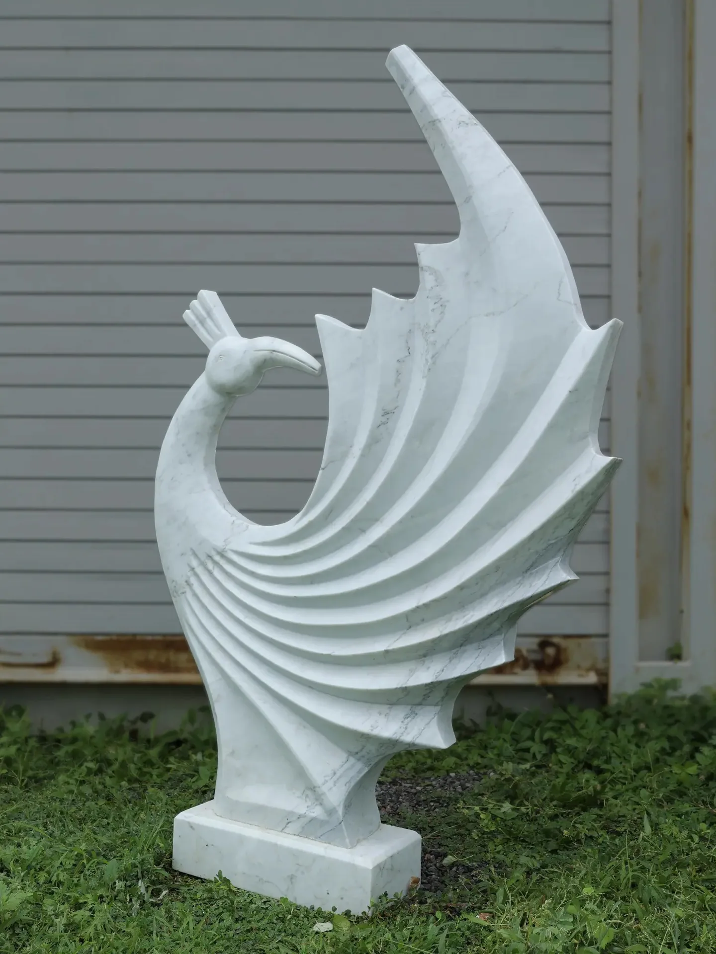 Dancing Peacock - Sculpture carved in natural stone, JJM Stone Art UAE