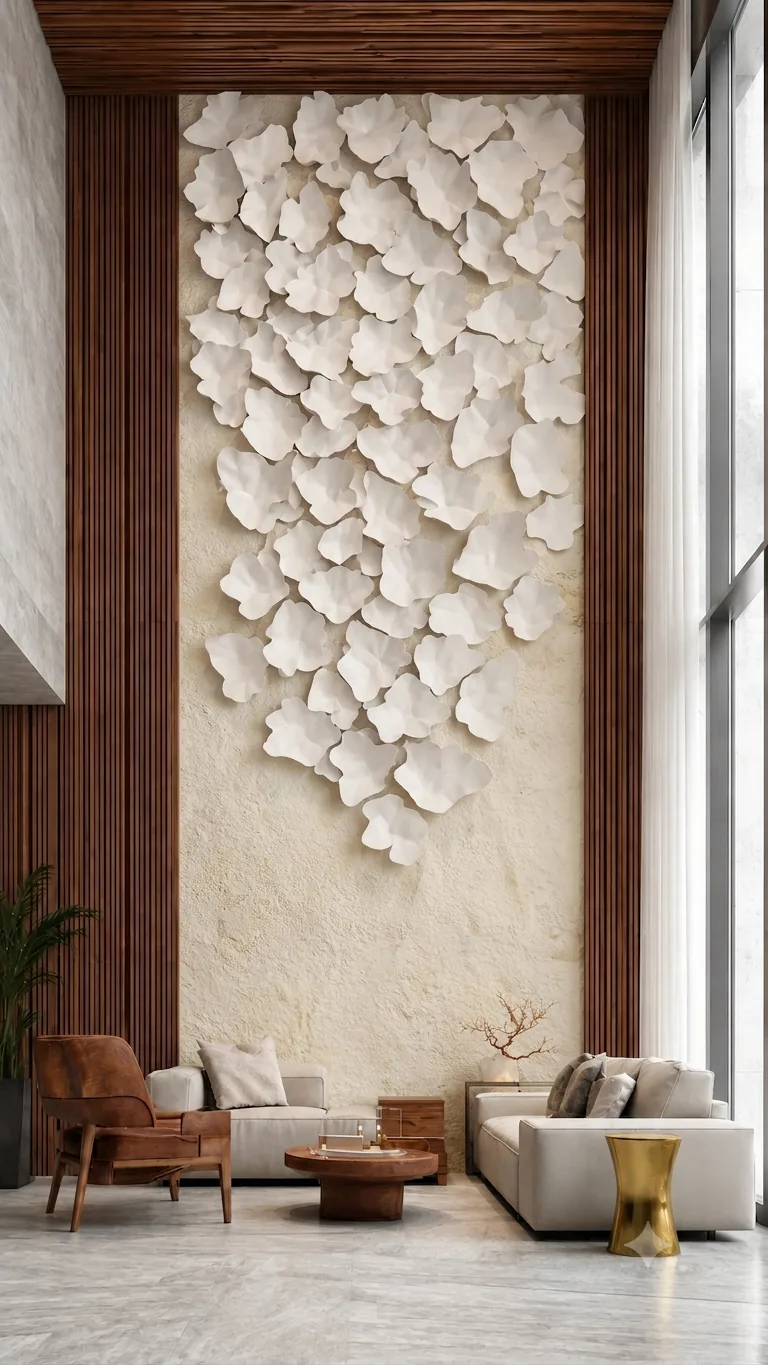 Dune & Petal - Carved Feature Wall carved in natural stone, JJM Stone Art UAE