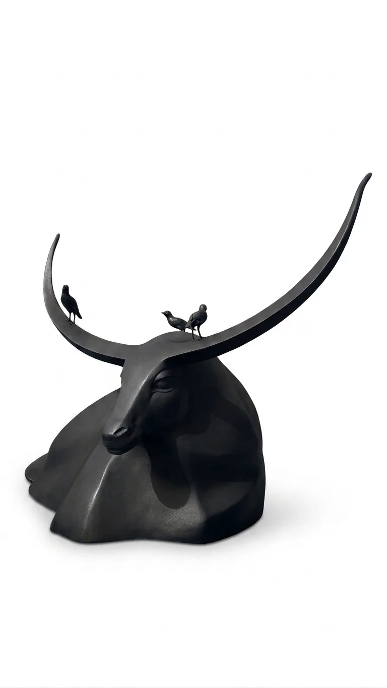 Earth And Horn - Sculpture carved in natural stone, JJM Stone Art UAE