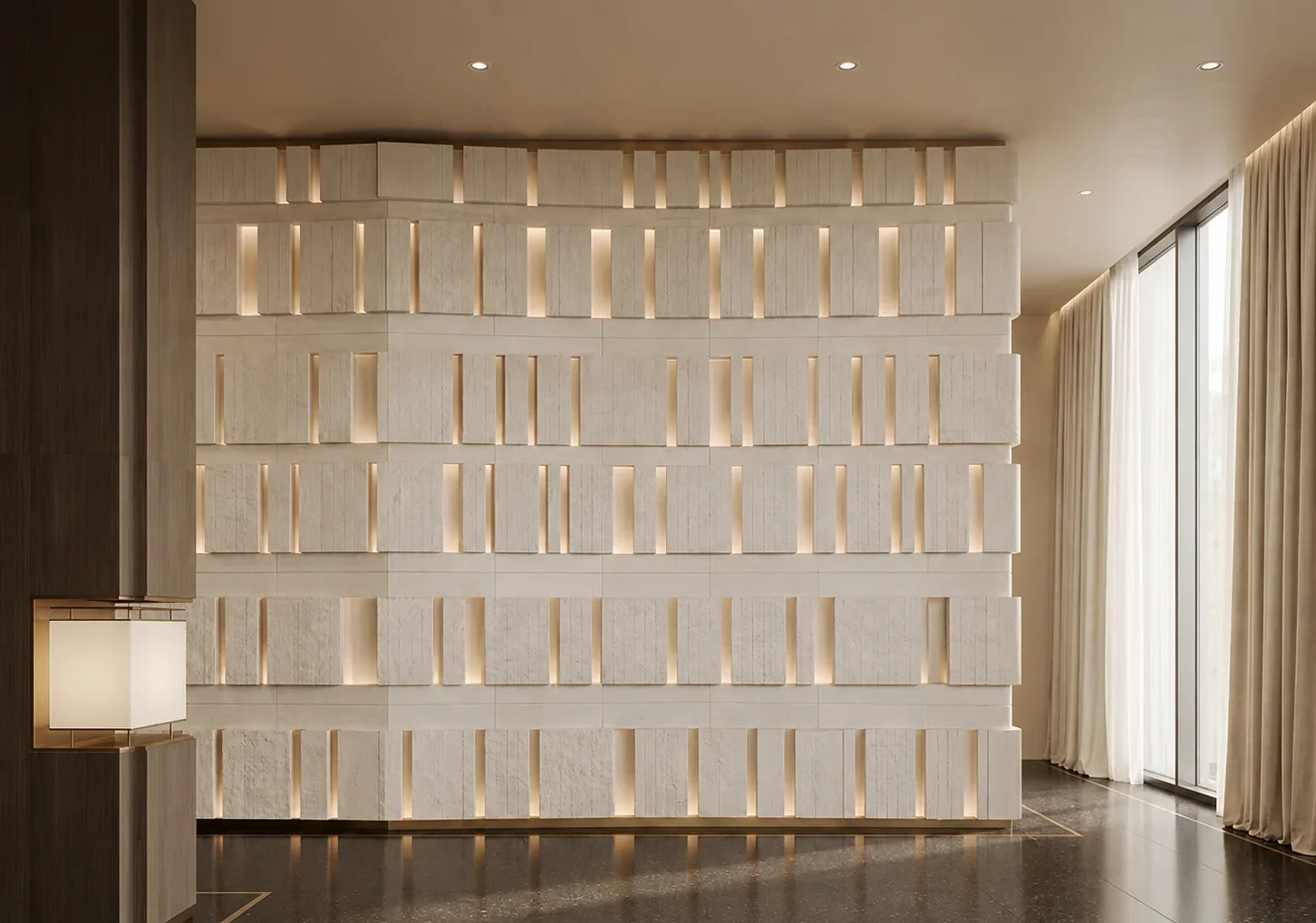Ellora - Carved Feature Wall carved in natural stone, JJM Stone Art UAE
