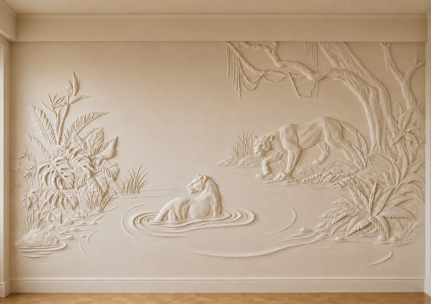 Forest 3 - Carved Feature Wall carved in natural stone, JJM Stone Art UAE