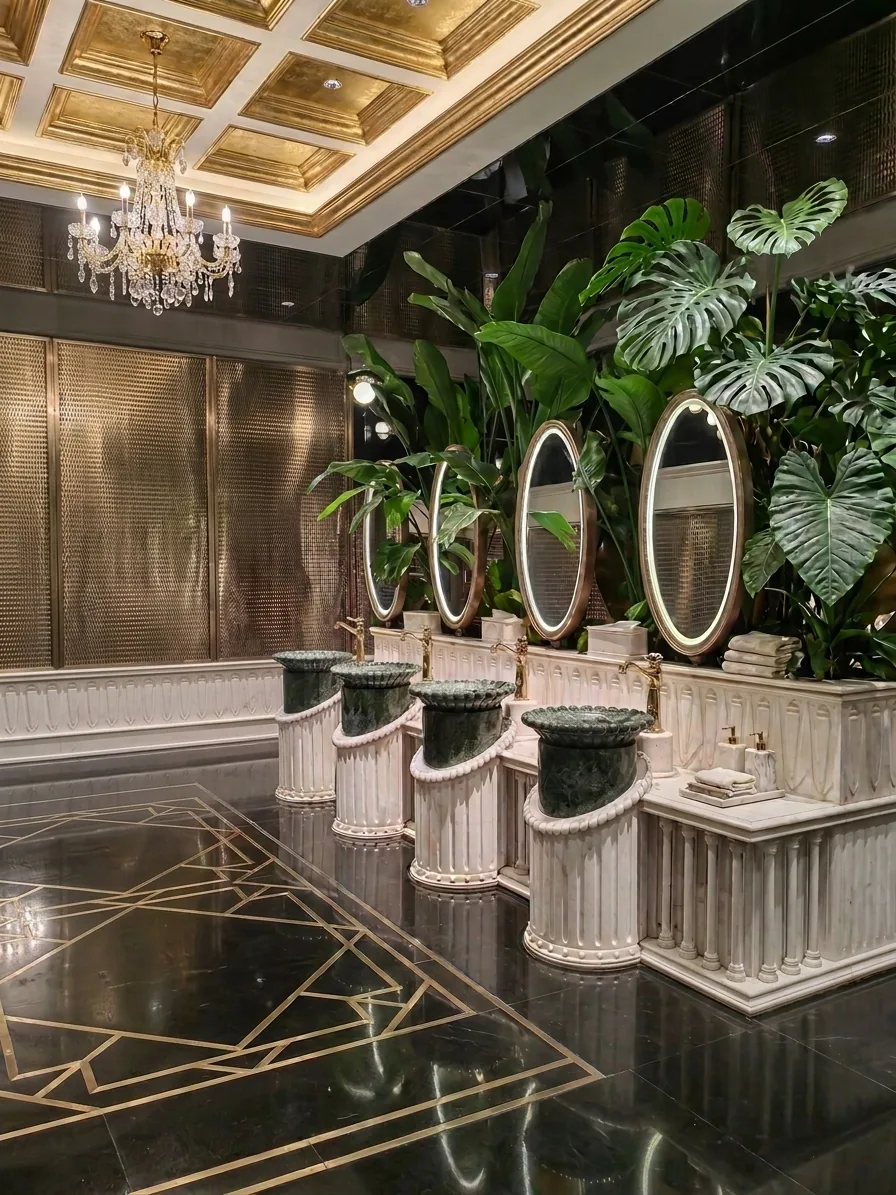 Gilded Grove - Basin carved in natural stone, JJM Stone Art UAE