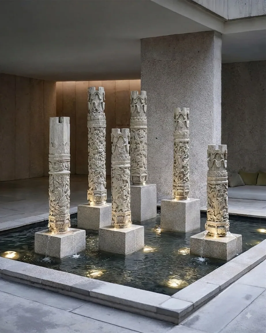 The Legacy Fountain - Water Feature & Fountain carved in natural stone, JJM Stone Art UAE