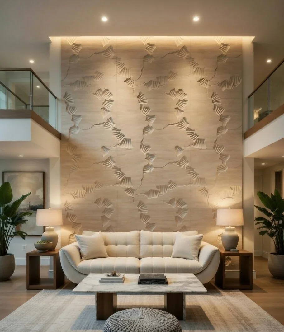 Lumina - Carved Feature Wall carved in natural stone, JJM Stone Art UAE