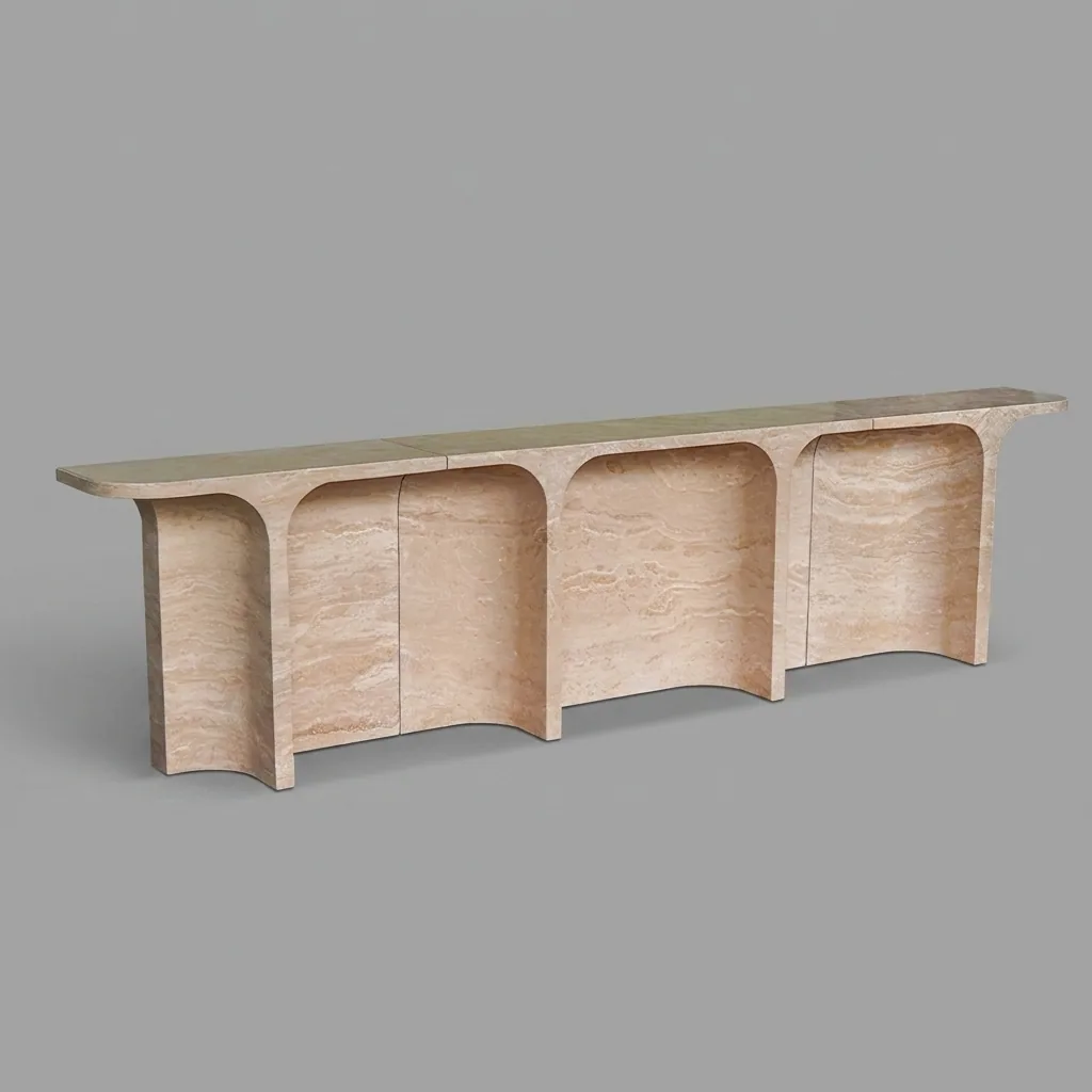 Meridian Console - Consol carved in natural stone, JJM Stone Art UAE