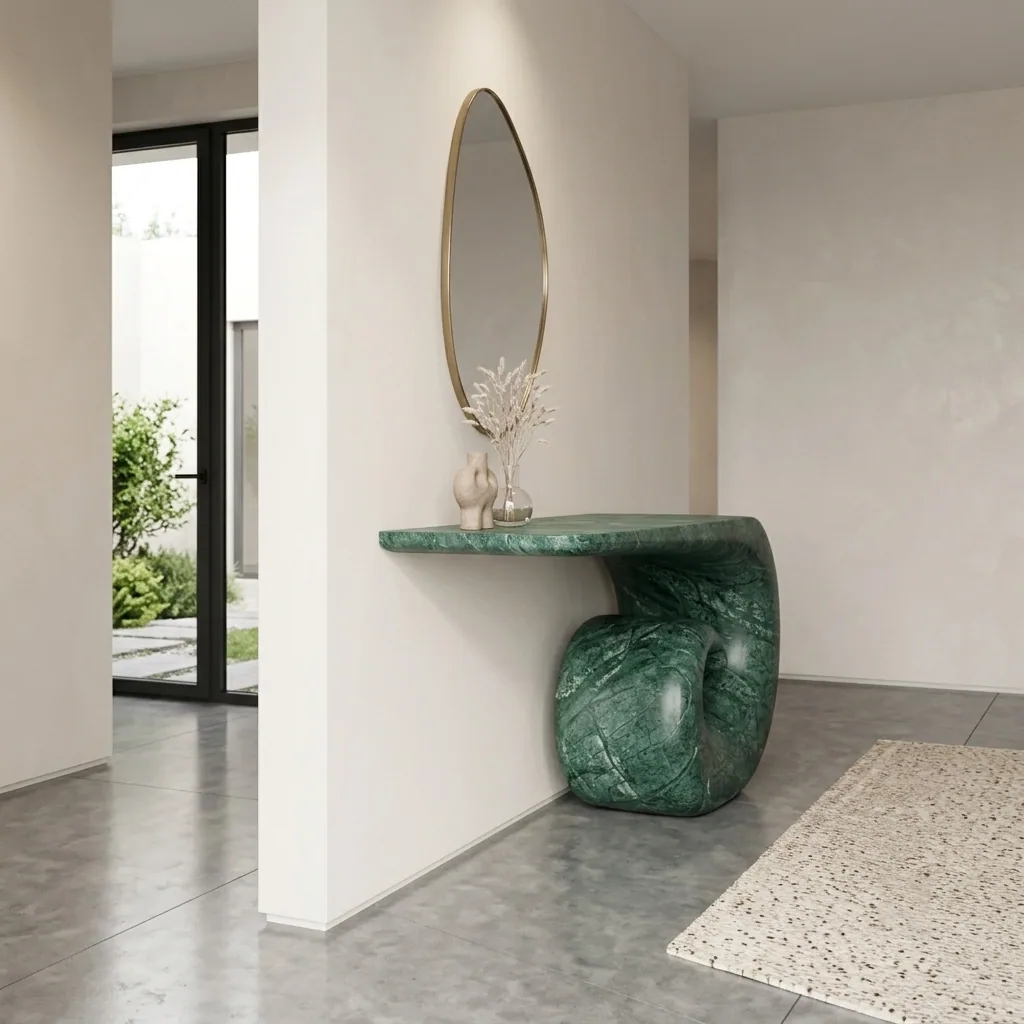 Monolith Console - Consol carved in natural stone, JJM Stone Art UAE