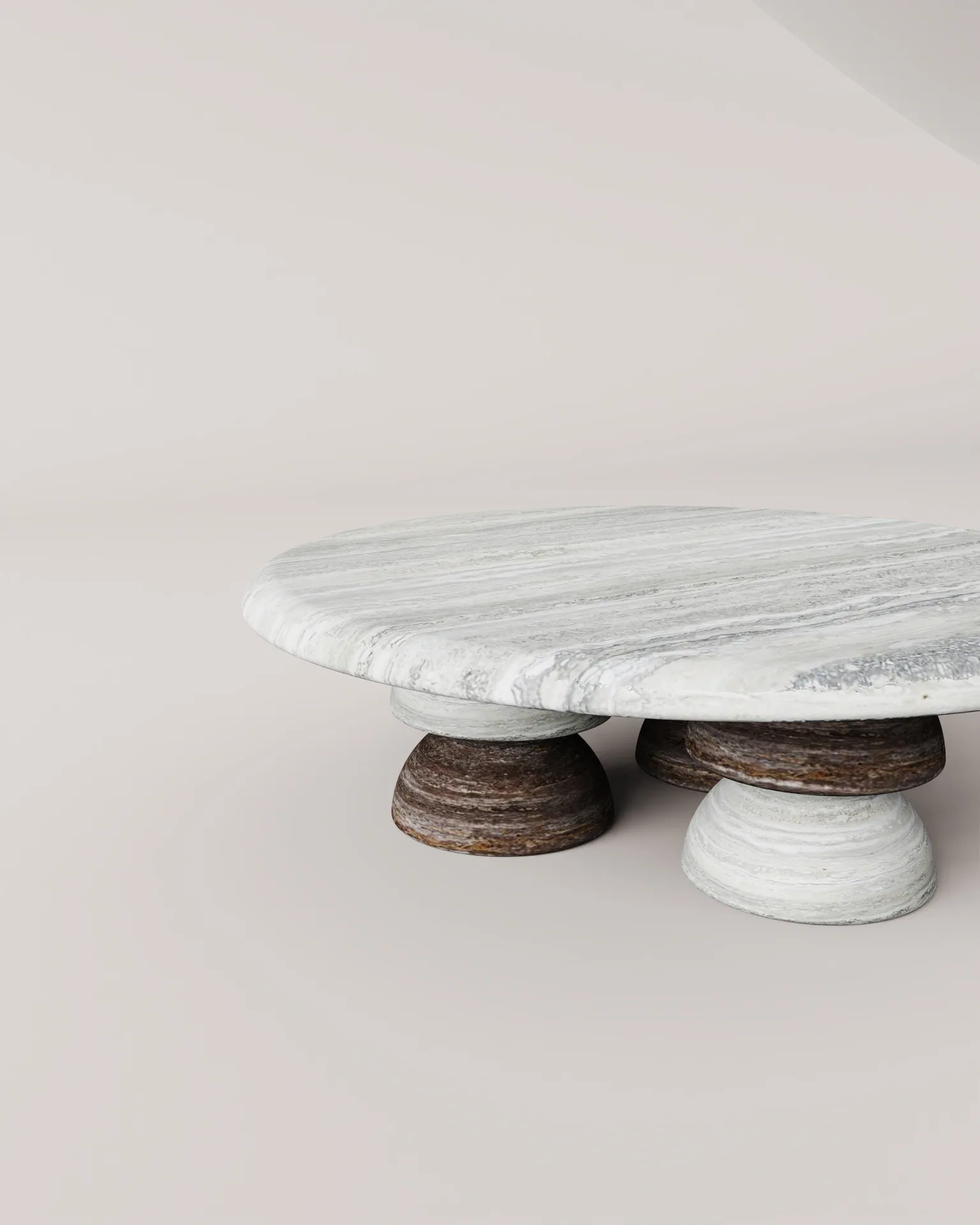 Moon Base Table - Center Table carved in natural stone, JJM Stone Art UAE