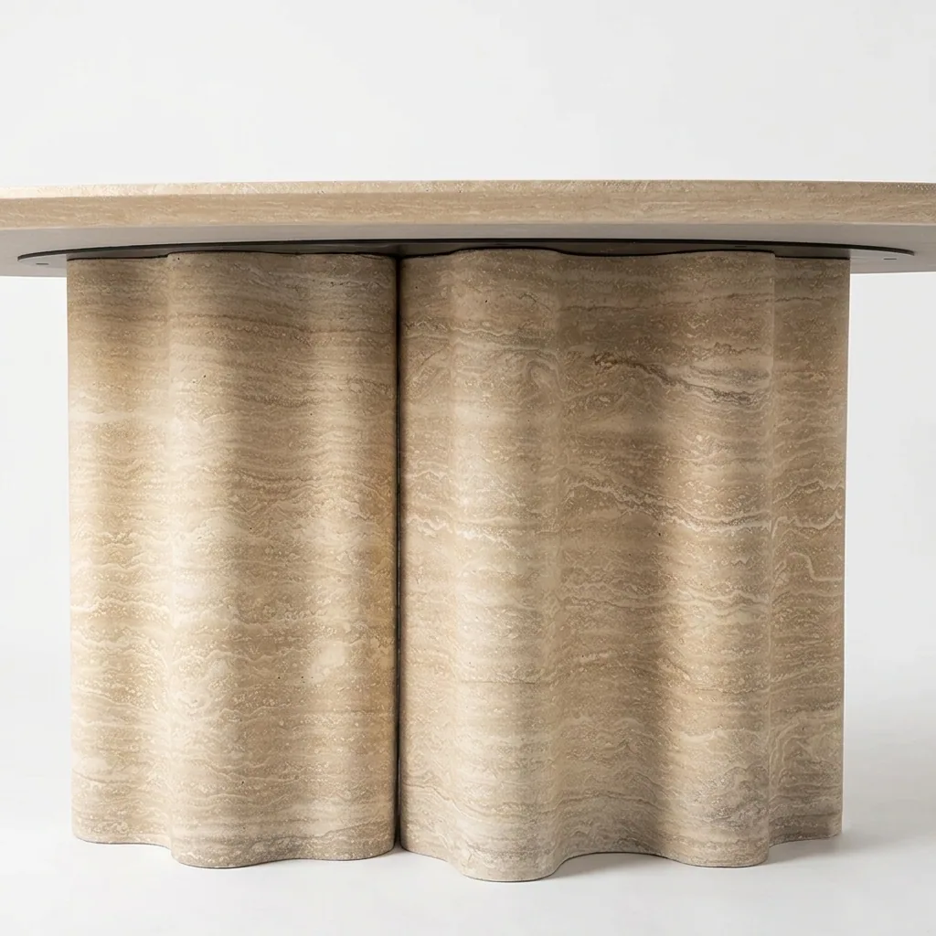 Onda Dining Table - Dining Table carved in natural stone, JJM Stone Art UAE