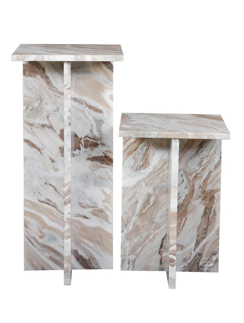 Plus Side Table - Side Table carved in natural stone, JJM Stone Art UAE