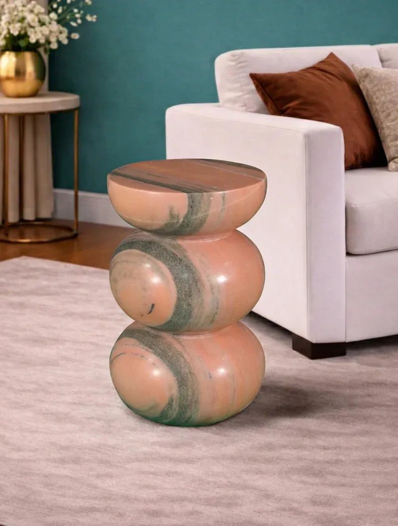 Pot Side Table - Side Table carved in natural stone, JJM Stone Art UAE