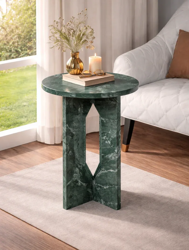 Prism Side Table - Side Table carved in natural stone, JJM Stone Art UAE