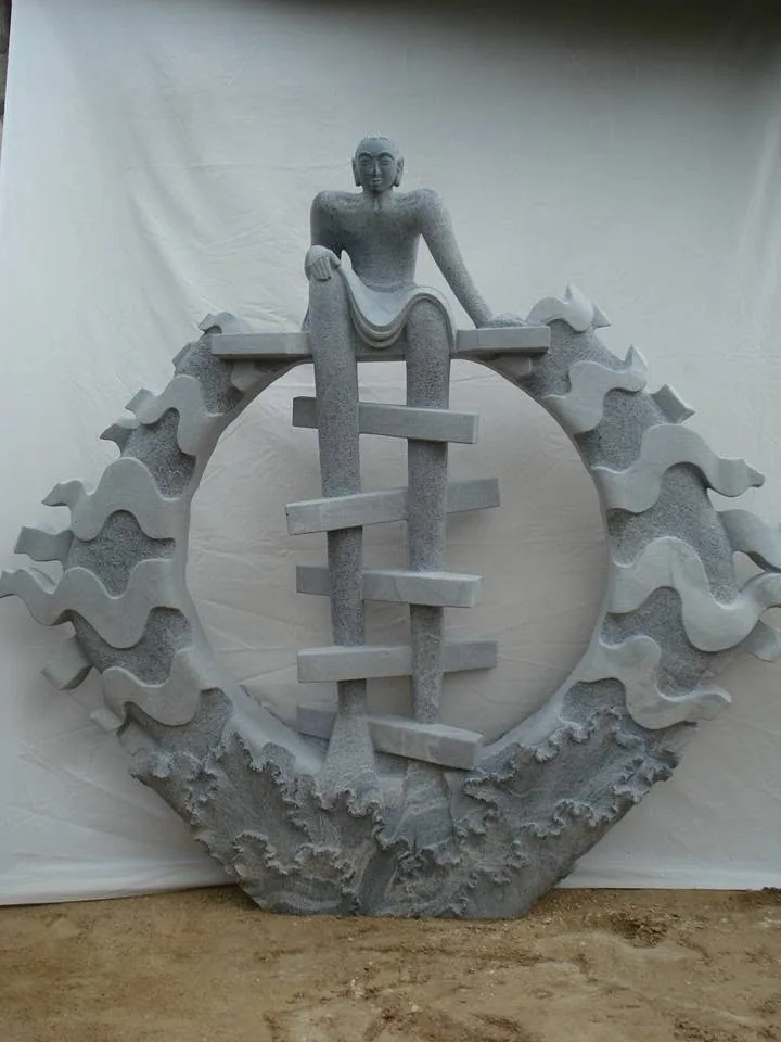 Resting Women - Sculpture carved in natural stone, JJM Stone Art UAE