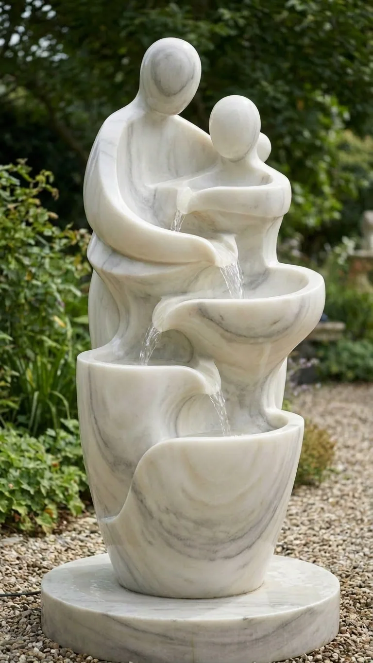 Sculpted Fountain - Water Feature & Fountain carved in natural stone, JJM Stone Art UAE