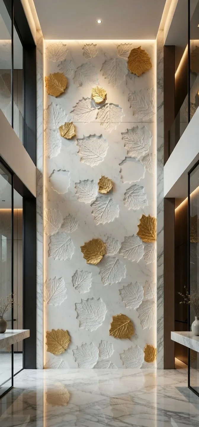 Spring - Carved Feature Wall carved in natural stone, JJM Stone Art UAE