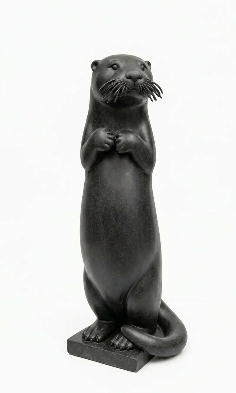 Standing Otter - Sculpture carved in natural stone, JJM Stone Art UAE