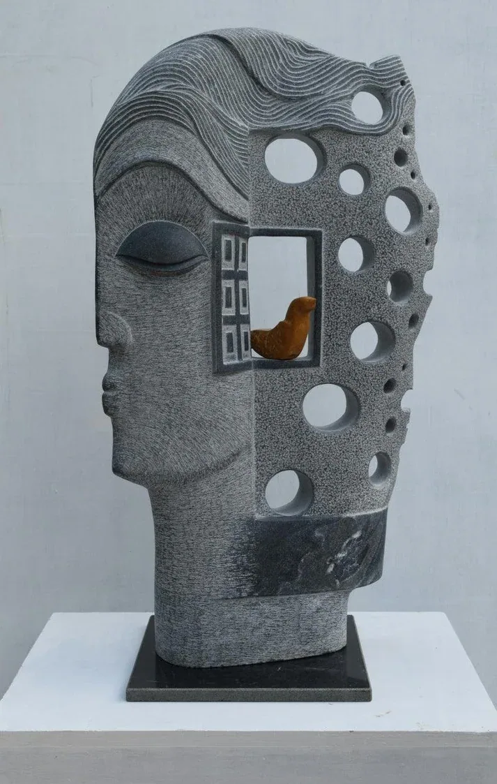 The Face - Sculpture carved in natural stone, JJM Stone Art UAE