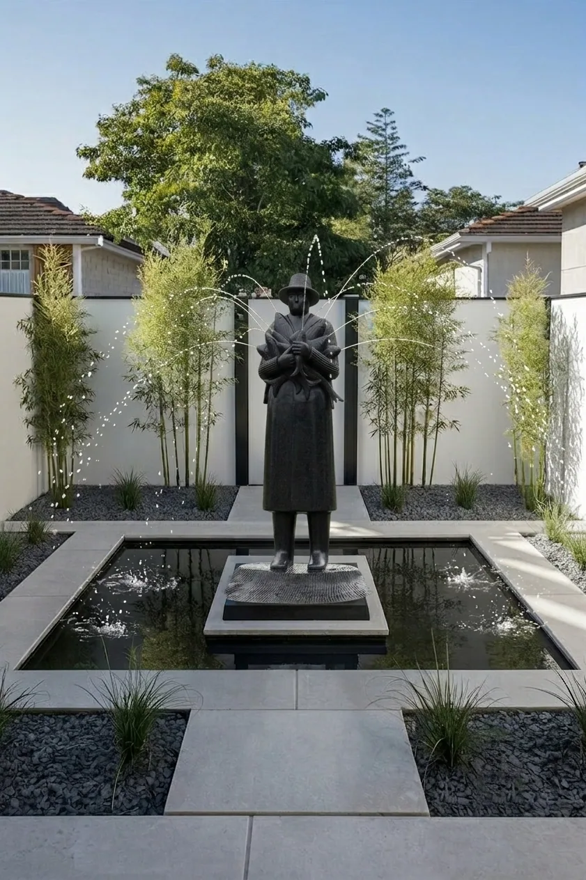 The Fisherman Fountain - Water Feature & Fountain carved in natural stone, JJM Stone Art UAE