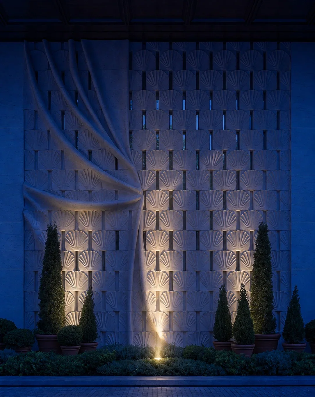 The Velvet Facade - Carved Feature Wall carved in natural stone, JJM Stone Art UAE