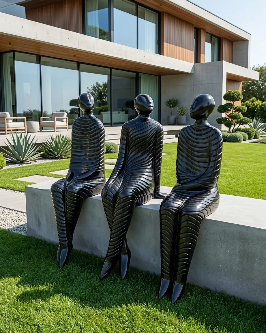 Three Women - Sculpture carved in natural stone, JJM Stone Art UAE