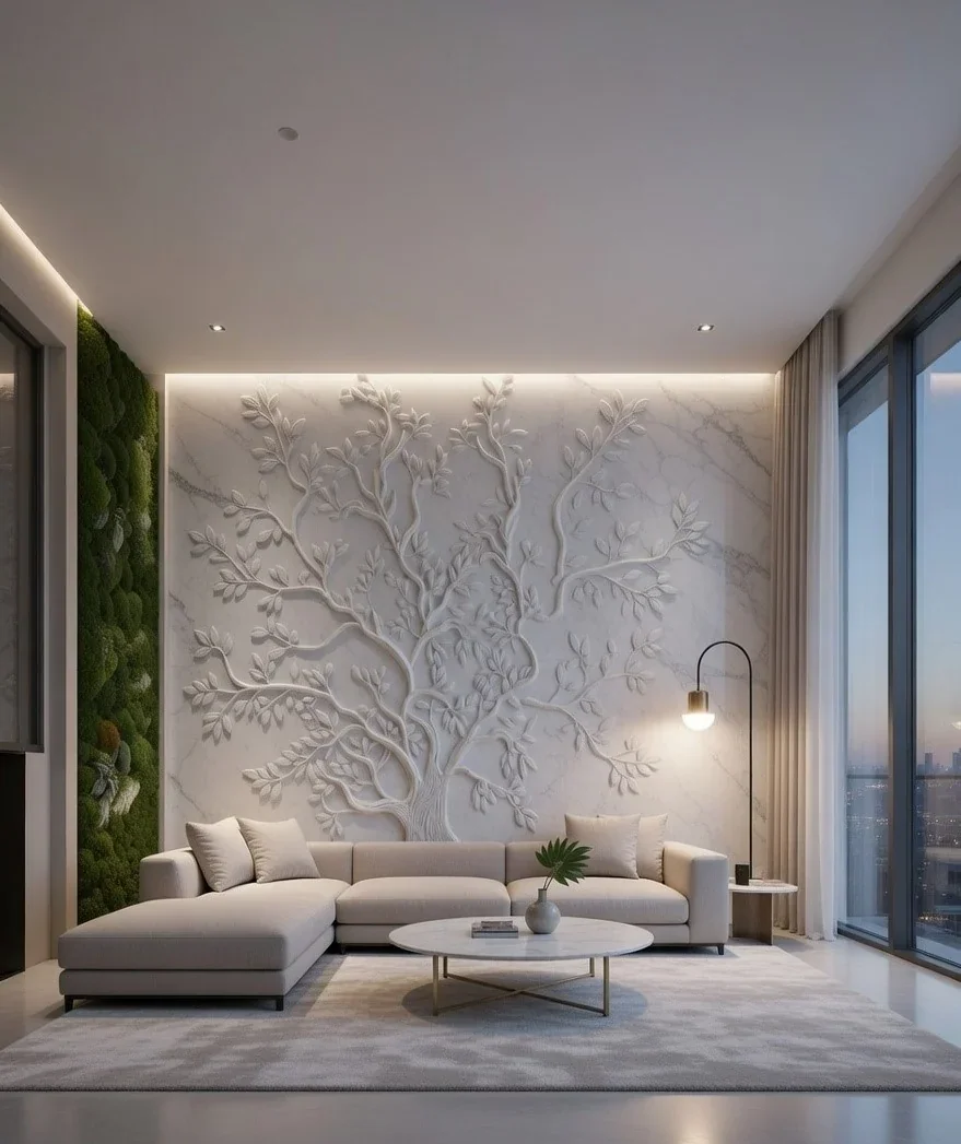Tree Of Life - Carved Feature Wall carved in natural stone, JJM Stone Art UAE