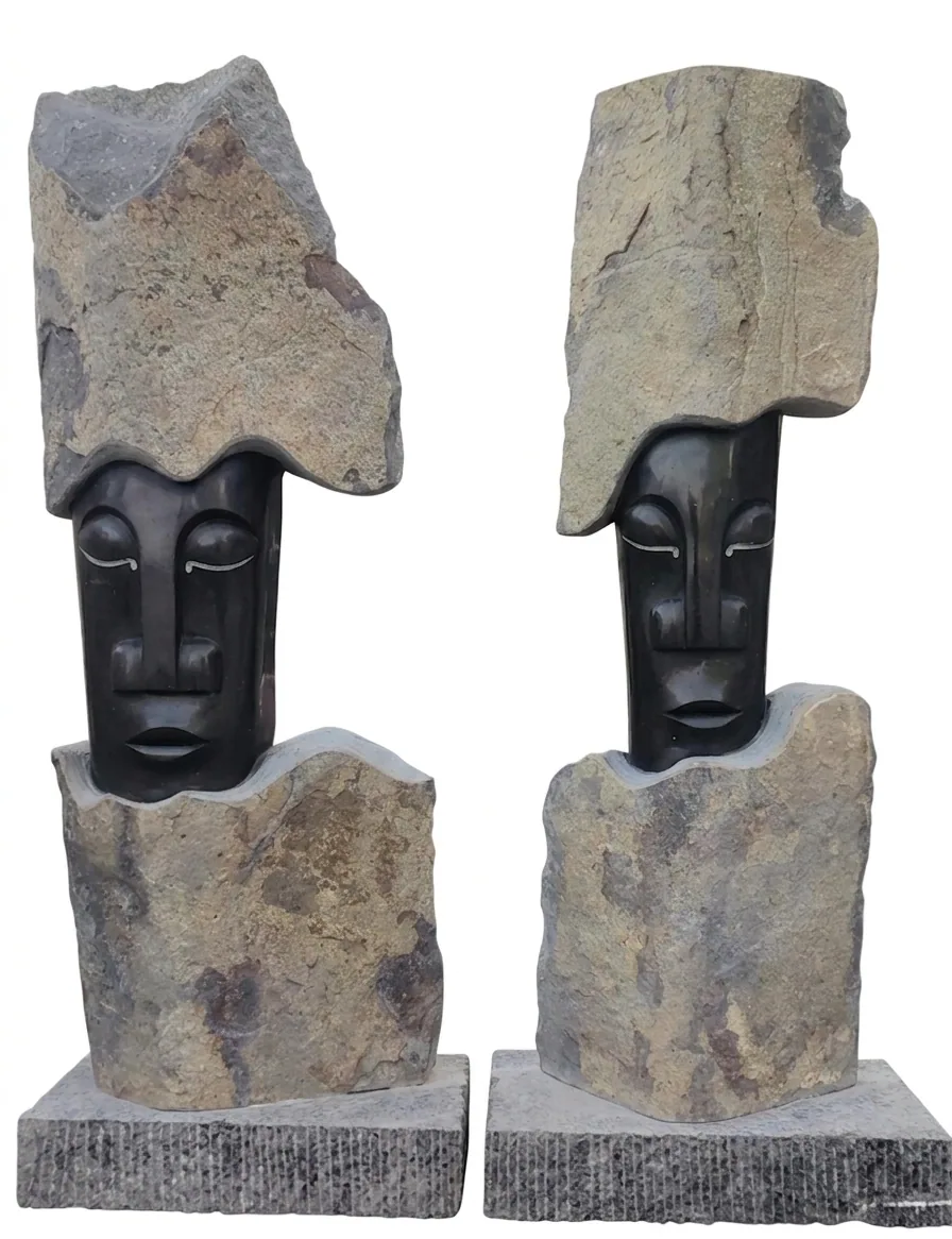 Tribal People - Sculpture carved in natural stone, JJM Stone Art UAE