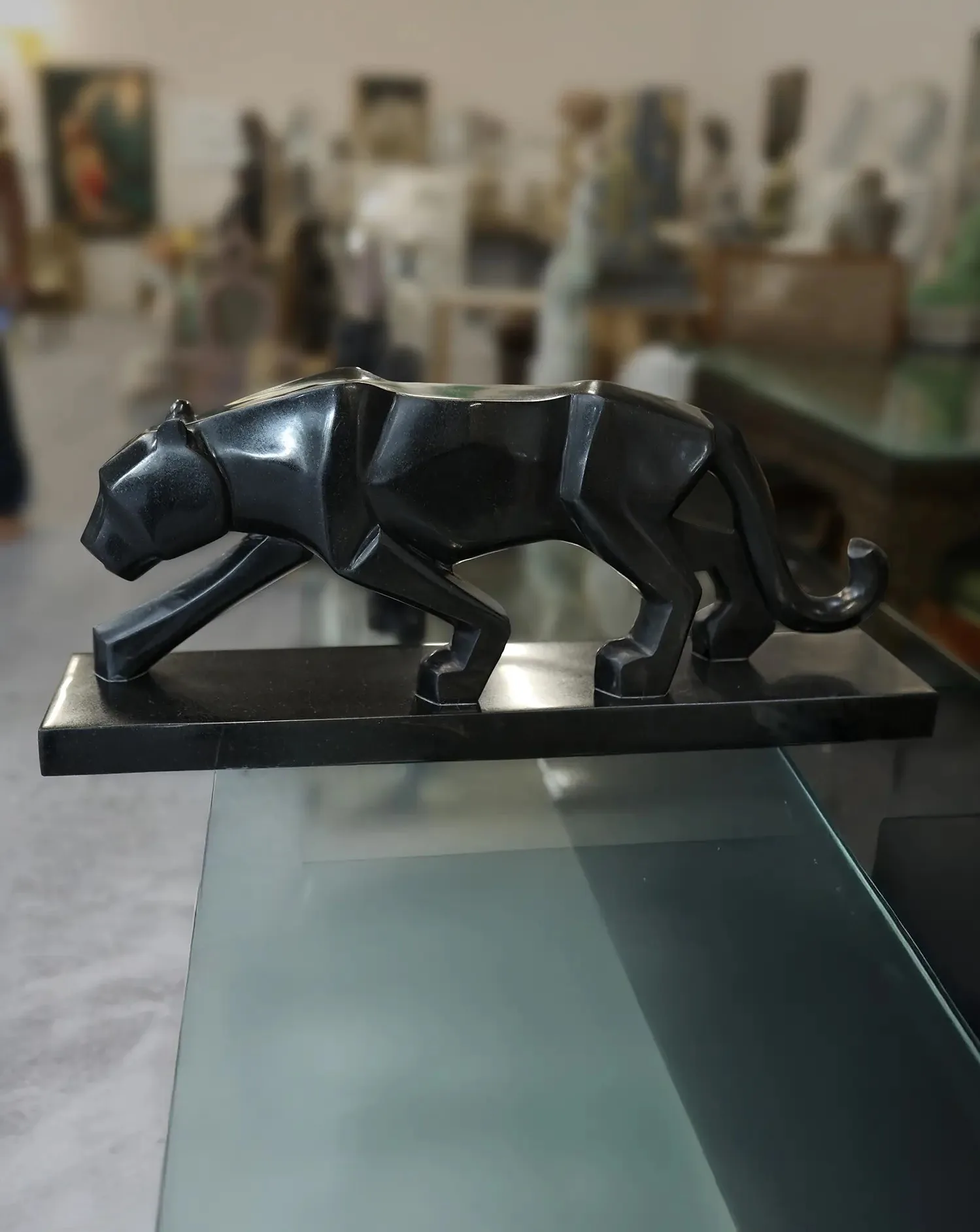 Walking Jaguar Pair - Sculpture carved in natural stone, JJM Stone Art UAE