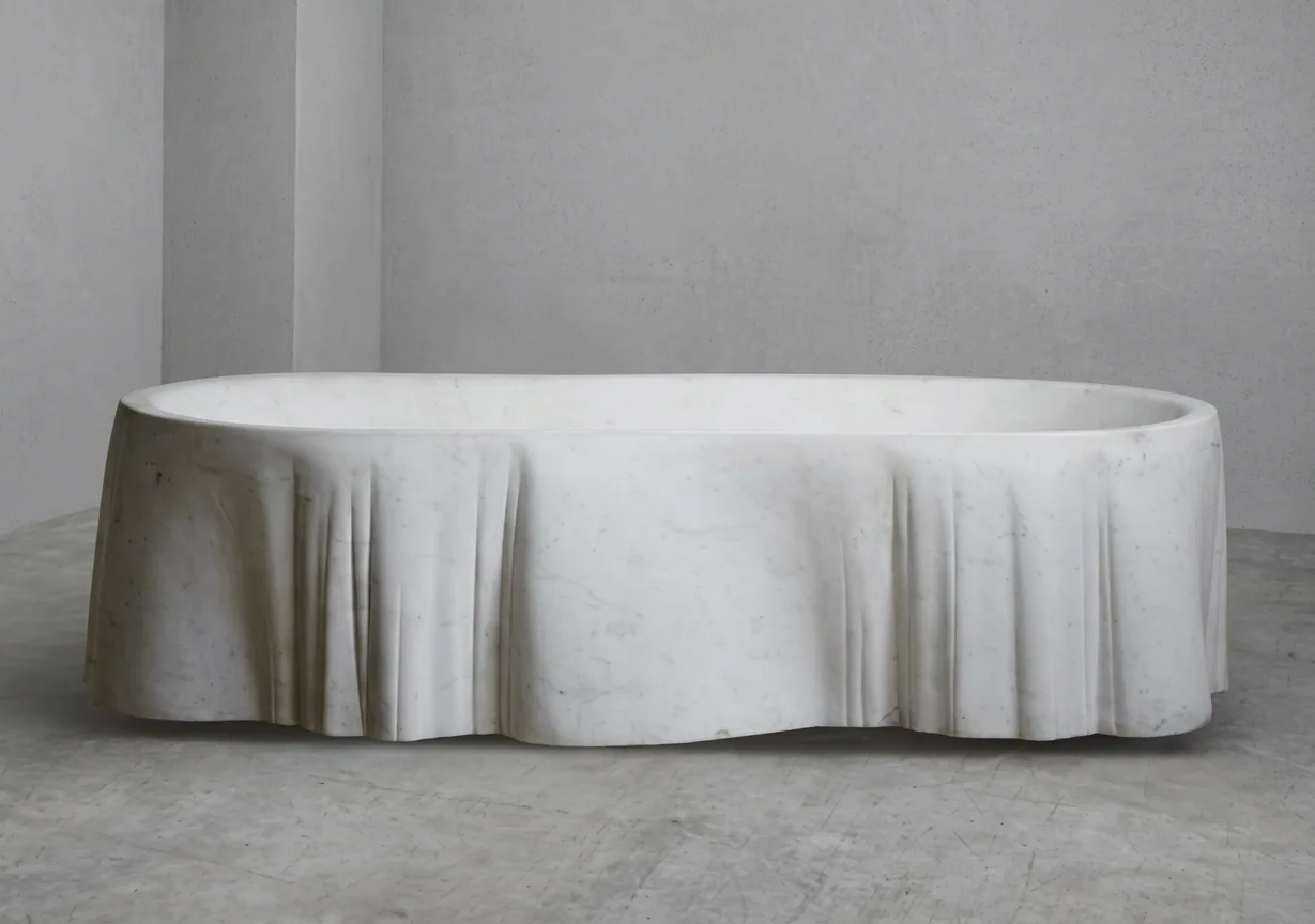 Wave Bathtub - Bath Tub carved in natural stone, JJM Stone Art UAE