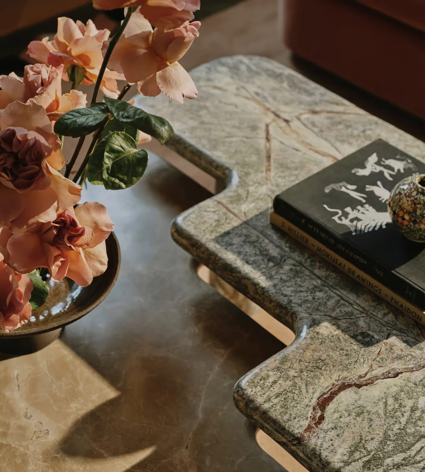 Zig Zag Table - Center Table carved in natural stone, JJM Stone Art UAE